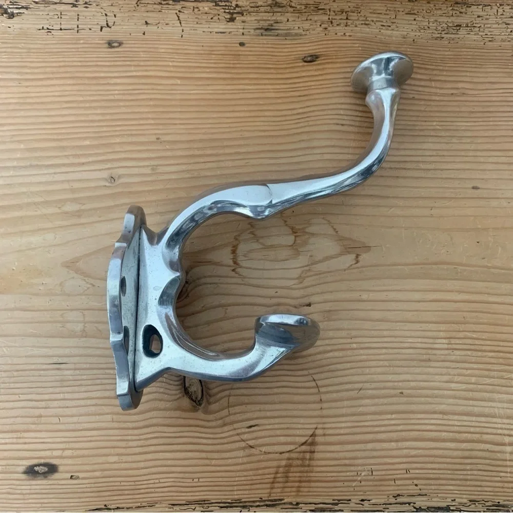 Decorative silver tone wall hook
